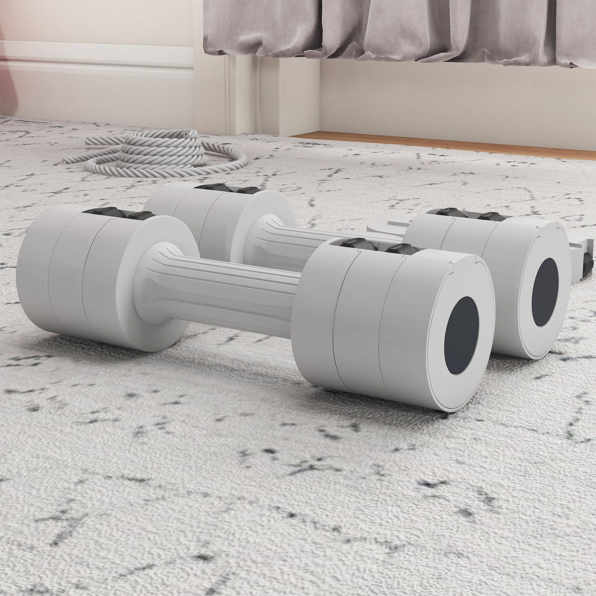 Dumbbells, Adjustable Weight, Plastic White