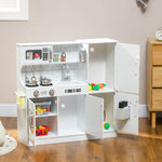 AIYAPLAY Children's Kitchen Play with Telephone, Chalkboard, Microwave, Stove, Sink, Ice Cube Maker, White