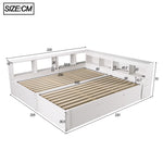 Multifunctional Sofa Bed 90/180x200cm with Storage & LED, White