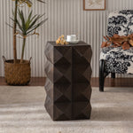 60cm height three-dimensional embossed pattern design retro side table retro wooden nightstand brown