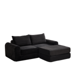2-in-1 Sofa Bed with Two Pillows and Removable Footstool, Corduroy