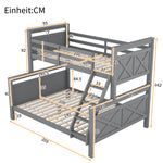 Convertible Bunk Bed 90(140)x200cm with Ladder, Grey Wood