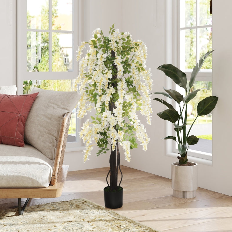 Artificial Plant White Wisteria, 165cm, Potted, Plastic