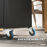 Kitchen Trolley Serving Cabinet with Wheels Hooks 86x50x86.5cm, Black Stainless Steel