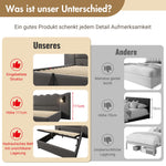 Upholstered Double Bed, 160×200, Reading Lamp, USB Type-C, Storage, Solid Wood & Metal, Grey Linen