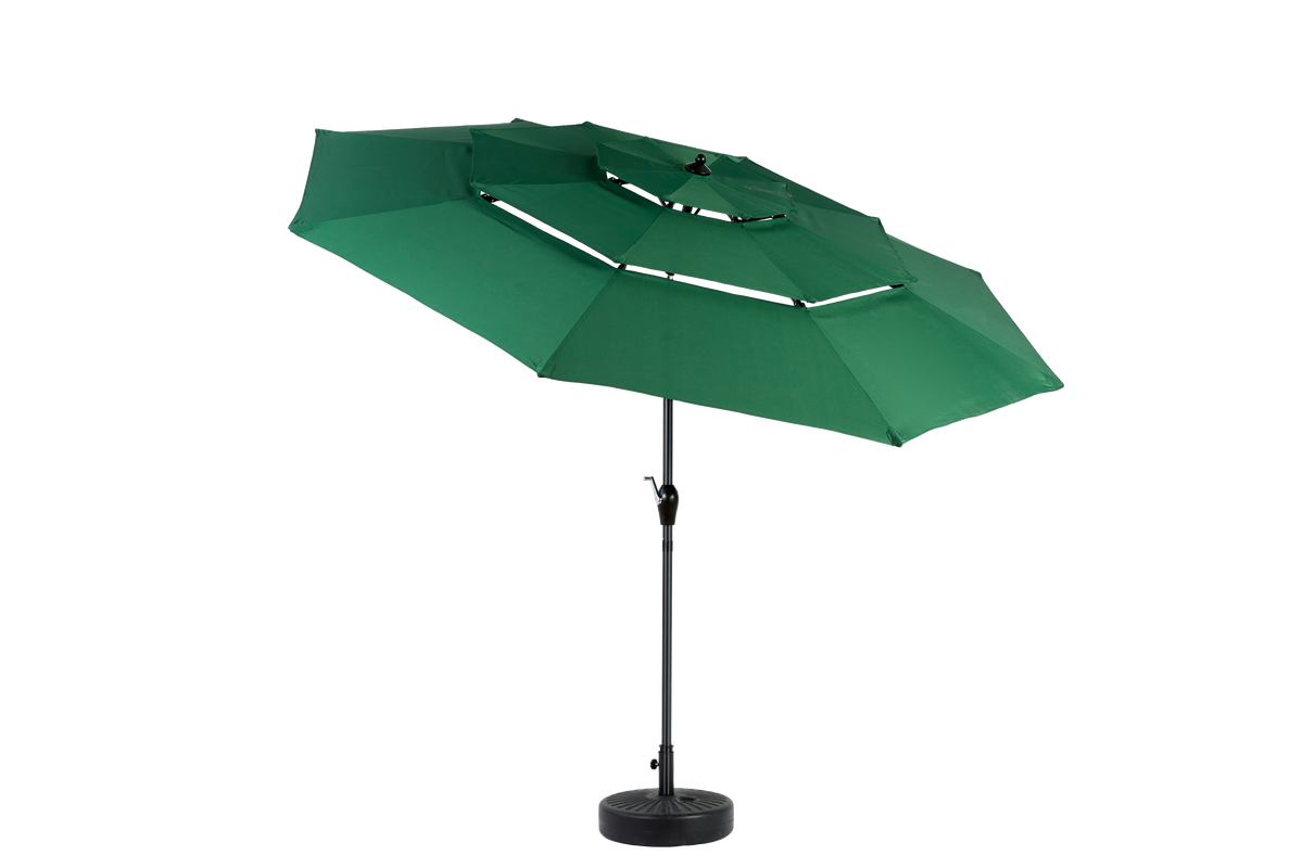 Outdoor Umbrella Double Sided Rectangular 14.8 Ft Large Crank - Dark Green (No Base)