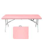 Folding Table 180cm, Heavy Duty Portable with Handle, Pink
