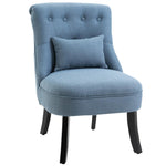 TV Armchair, Back Cushion Raised Feet, Blue Linen