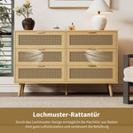 Chest of drawers with 6 drawers, metal handles, wood