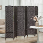 6-Panel Room Divider, Foldable Privacy Screen, Home Office, Brown