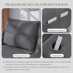 Modular 4-Seater Sofa with 2 Ottomans, Cup Holders and Storage Pocket, Dark Grey Corduroy