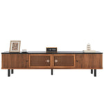 Modern Low TV Cabinet 190cm with Sliding & Mesh Doors