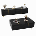 TV Cabinet and Coffee Table Set, High Gloss, Black