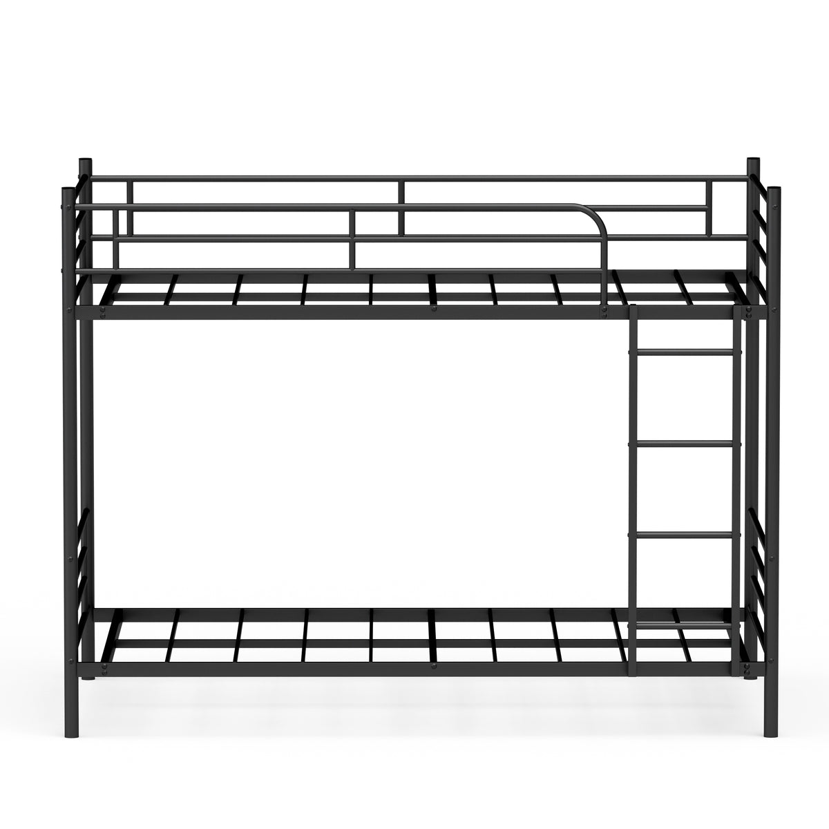 Bunk Bed 90x190cm Loft Bed with Ladder & Railing - Black Iron