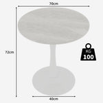 Coffee Table 27.6-inch Mid-Century Modern Round Marble Top - White