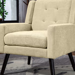 Armchair Mid-Century Modern Buttoned Suede Solid Wood Legs