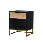 Modern Bedside Table with Drawer & Open Compartment 43x40x55 cm