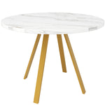 Dining Table Set 5-Piece Round 80x80x75 cm 4 Velvet Chairs, White Marble/Grey