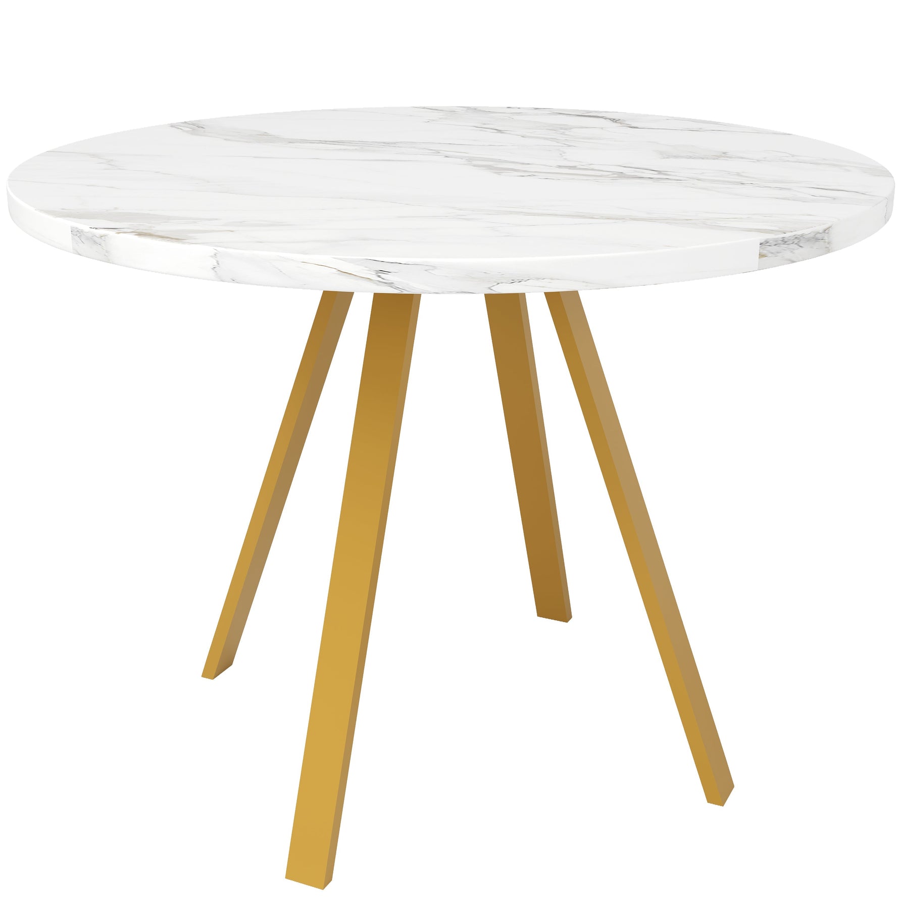Dining Table Set 5-Piece Round 80x80x75 cm 4 Velvet Chairs, White Marble/Grey