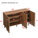 Sideboard - Wave Doors, Handleless, Adjustable Shelves, 120x35x80 cm - Wood