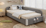 Hydraulic Bed, Storage Space, Raised Soft Fence, Velvet + Plywood, Grey