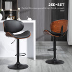 Bar Stools, Set of 2 Height-Adjustable Swivel with Footrests, Faux Leather Black