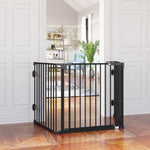 Dog Barrier, Automatic Door, Adjustable, Foldable, 3 Panels, Metal