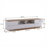 TV Cabinet Modern Color-Block 180cm Wood Grain Finish White