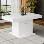 Extendable Dining Table with Storage and Automatic Telescopic Function, White