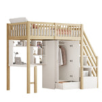 Loft Bed, 90x200 Wardrobe, Shelf, Table, Storage Stairs, Wooden
