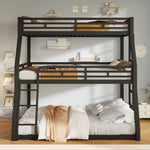 Triple Bunk Bed Frame 90x200/120x200/140x200cm, Black Metal