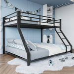 Bunk Bed 90x200 / 140x200 with Railing & Step, Black Metal
