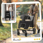 Dog Buggy, Foldable, 30 kg, Mesh Window, Grey Oxford