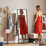 Full-Length Mirror, Industrial Design, Rear Shelf, 2 Hooks, Metal, Black