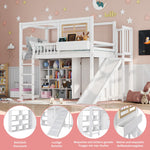 Bunk Bed Children's Slide Wardrobe Storage 90x200cm, Pine/White