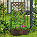 Raised Garden Bed with Trellis Flower Box, 72.5x31.5x149.5cm, Wooden