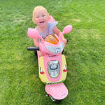 Electric Children's Motorcycle Tricycle with 6V Battery and Metal Frame, Pink and Yellow
