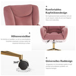 005 Swivel Chair Height-Adjustable Home Office Gold Legs, Velvet Pink