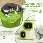 Cat Scratching Tower, 52cm, Cat Cave, Plush, Green/Cream White