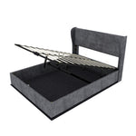 Modern Upholstered Bed with Gas Lift Storage, 160x200 cm - Grey