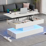 Modern Coffee Table LED Storage Hydraulic Lift 100x50x42cm