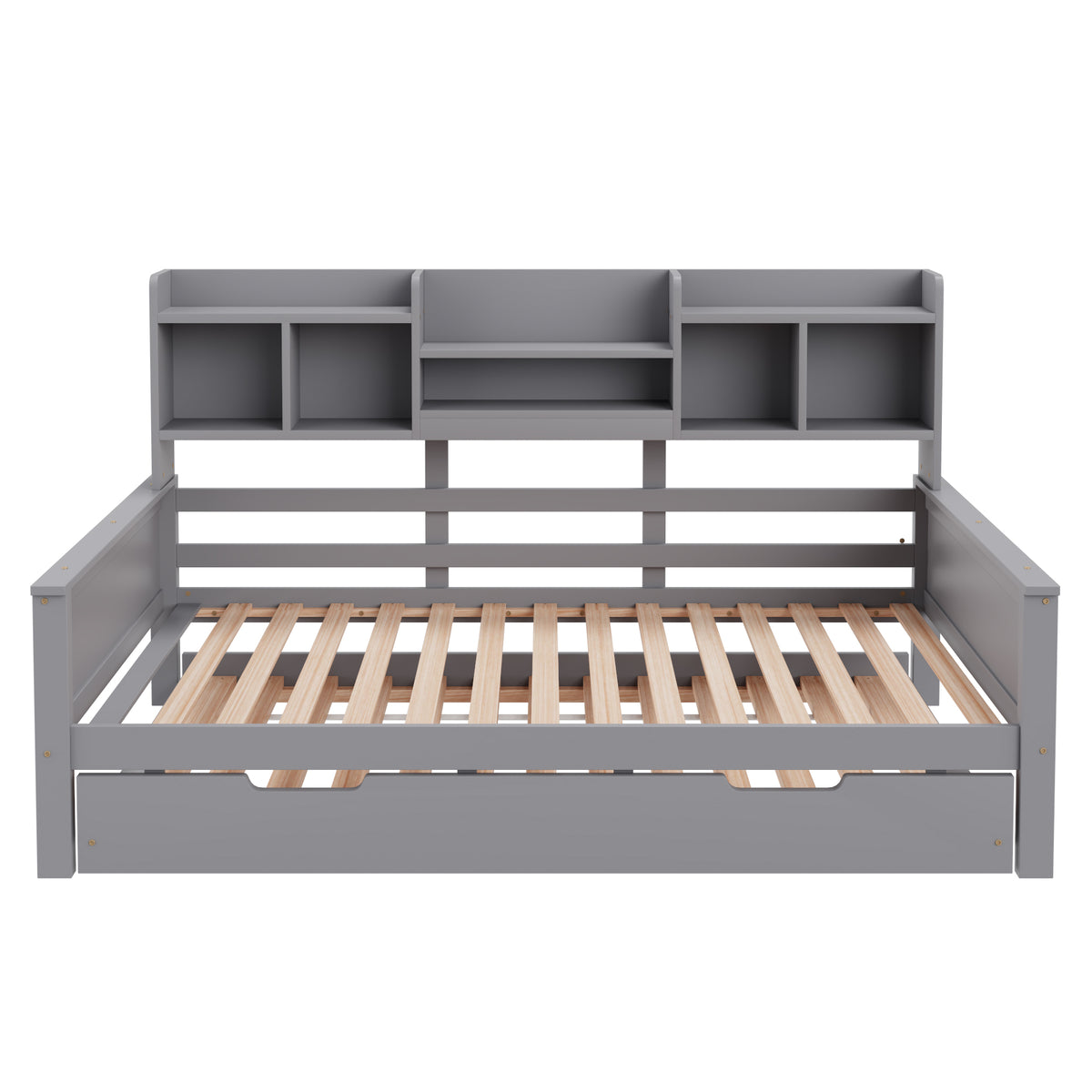 Extendable Sofa Bed 90x200cm with Storage, Grey Solid Wood