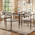Dining Chair Set (6 Pcs) Modern Luxury Ergonomic Adjustable Legs - Linen Fabric