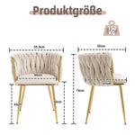 Velvet Dining Chair Set, Luxurious Modern with Gold Metal Legs, (Set of 2)
