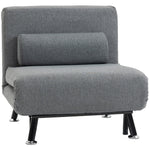 Sleeper Chair Folding Bed Adjustable Backrest, Dark Grey