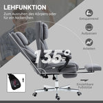 Office Chair Massage Modes Reclining Height Adjustable Footrest, Grey Linen Look
