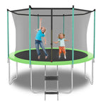 8FT Trampoline with Safety Net and Ladder, 181kg Capacity, Green