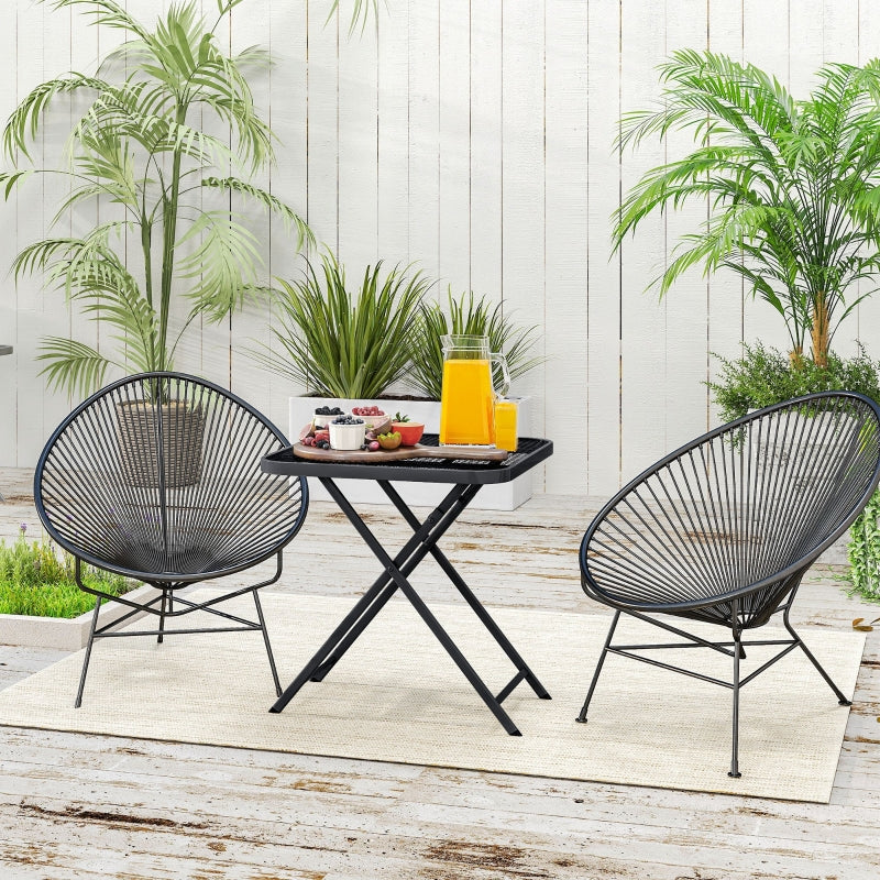 Folding Garden Table 70 x 70 cm, Weatherproof Steel, Black