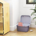 Cat Litter Box with Lid, Scoop, Easy Clean, Lockable, Purple