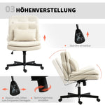 Armless Office Chair, Extra Cushion, Height Adjustable, Rollable, Faux Leather, Beige